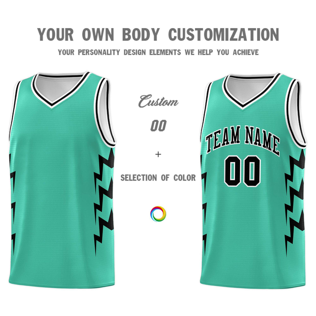 Custom Bright Green Side Lightning Pattern Sports Uniform Basketball Jersey|KXKSHOP