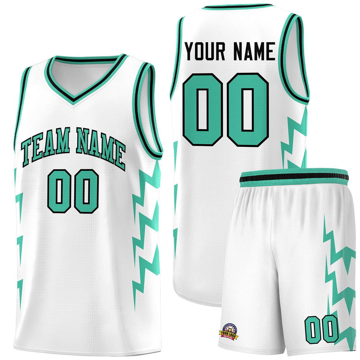 Custom White Side Lightning Pattern Sports Uniform Basketball Jersey|KXKSHOP