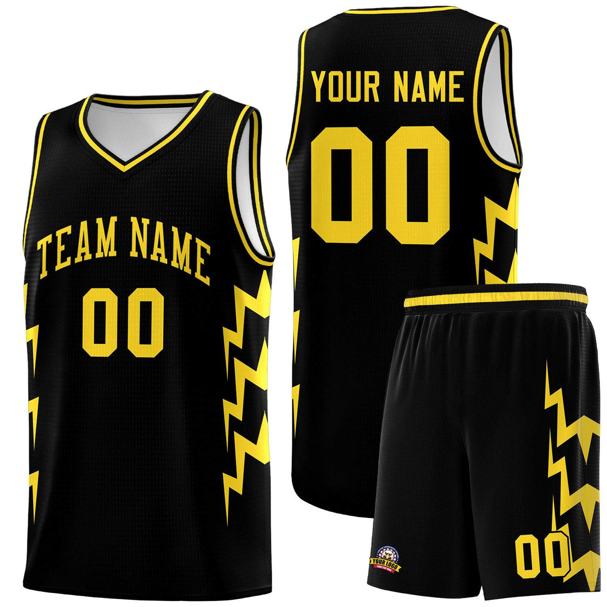 Custom Black Side Lightning Pattern Sports Uniform Basketball Jersey|KXKSHOP