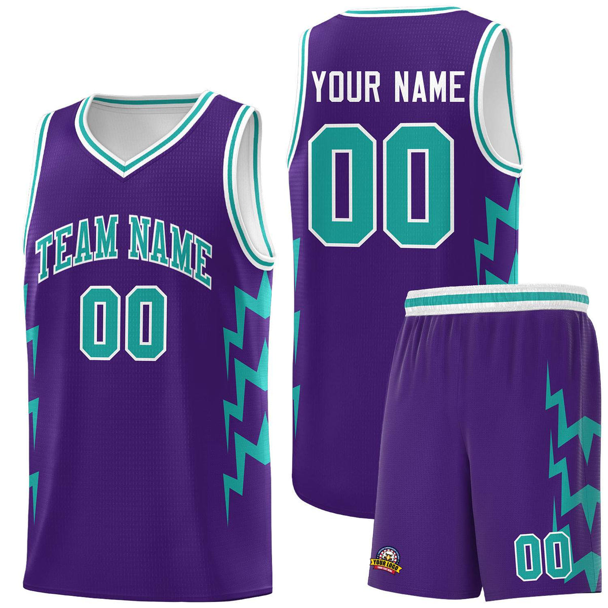 Custom Purple Side Lightning Pattern Sports Uniform Basketball Jersey|KXKSHOP