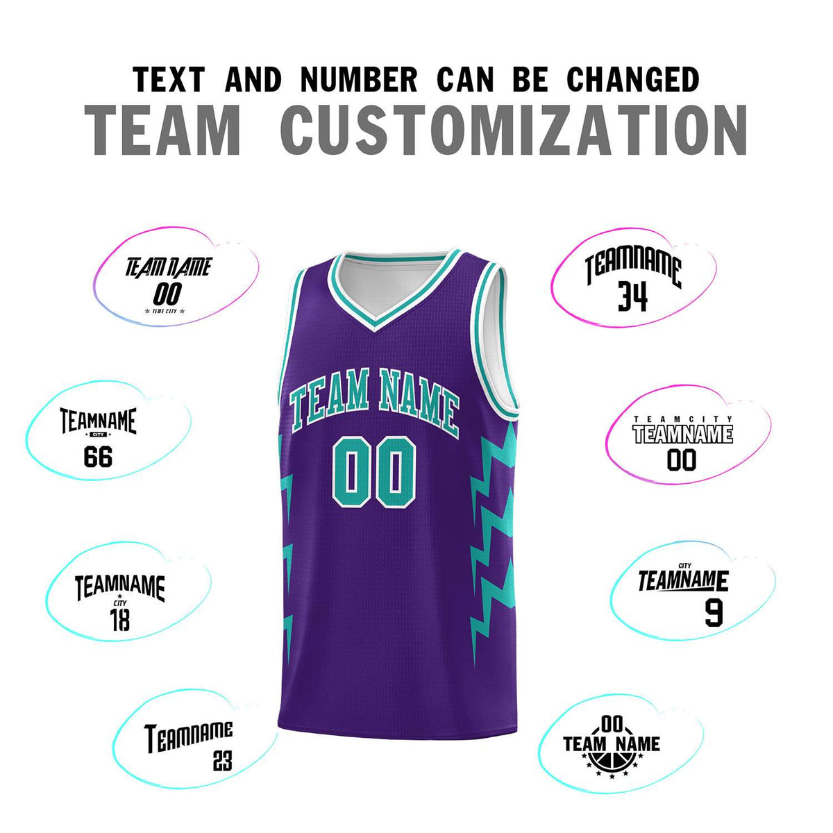 Custom Purple Side Lightning Pattern Sports Uniform Basketball Jersey|KXKSHOP