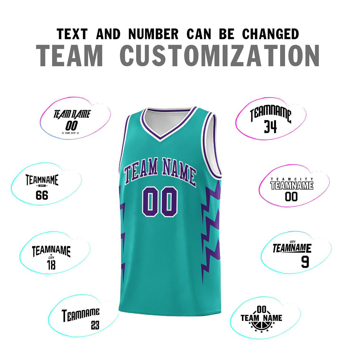 Custom Aqua Side Lightning Pattern Sports Uniform Basketball Jersey|KXKSHOP