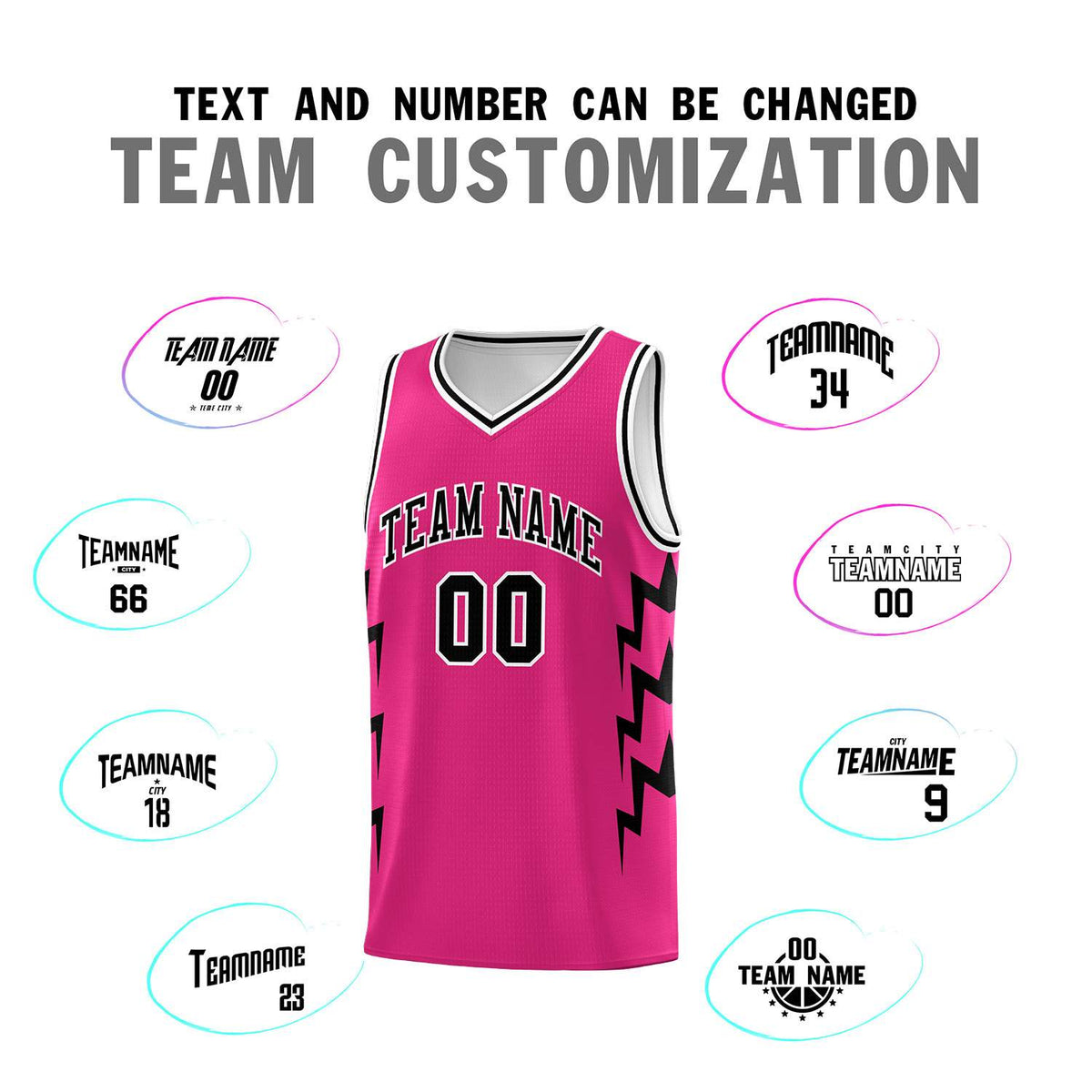 Custom Pink Side Lightning Pattern Sports Uniform Basketball Jersey|KXKSHOP