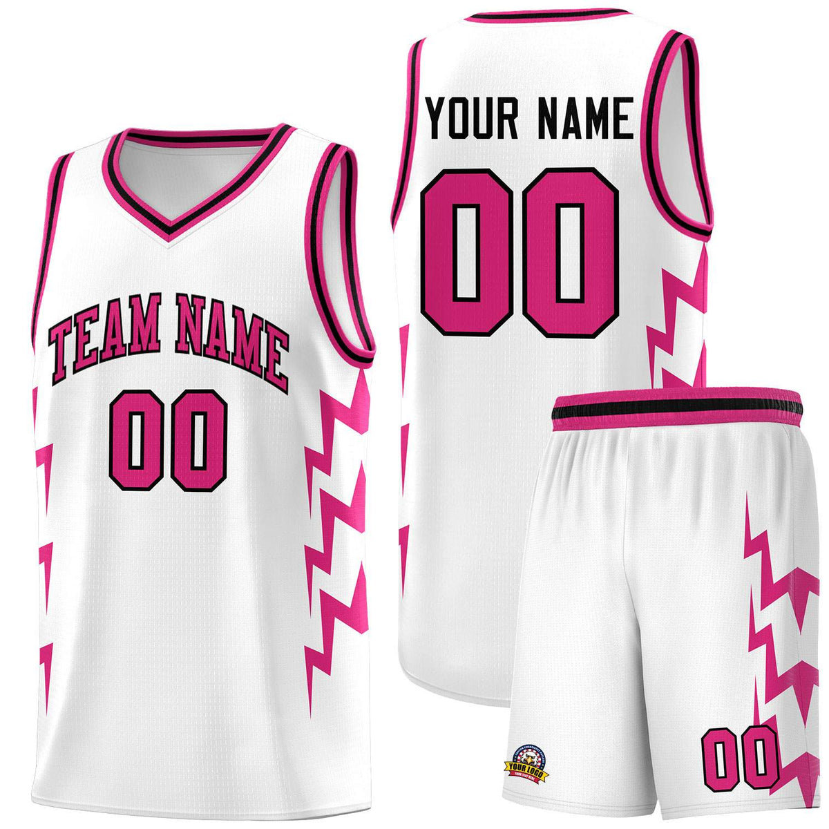 Custom White Side Lightning Pattern Sports Uniform Basketball Jersey|KXKSHOP