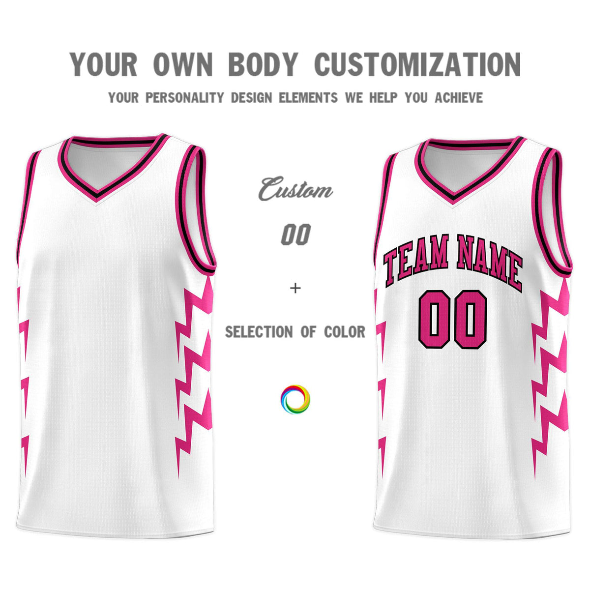 Custom White Side Lightning Pattern Sports Uniform Basketball Jersey|KXKSHOP