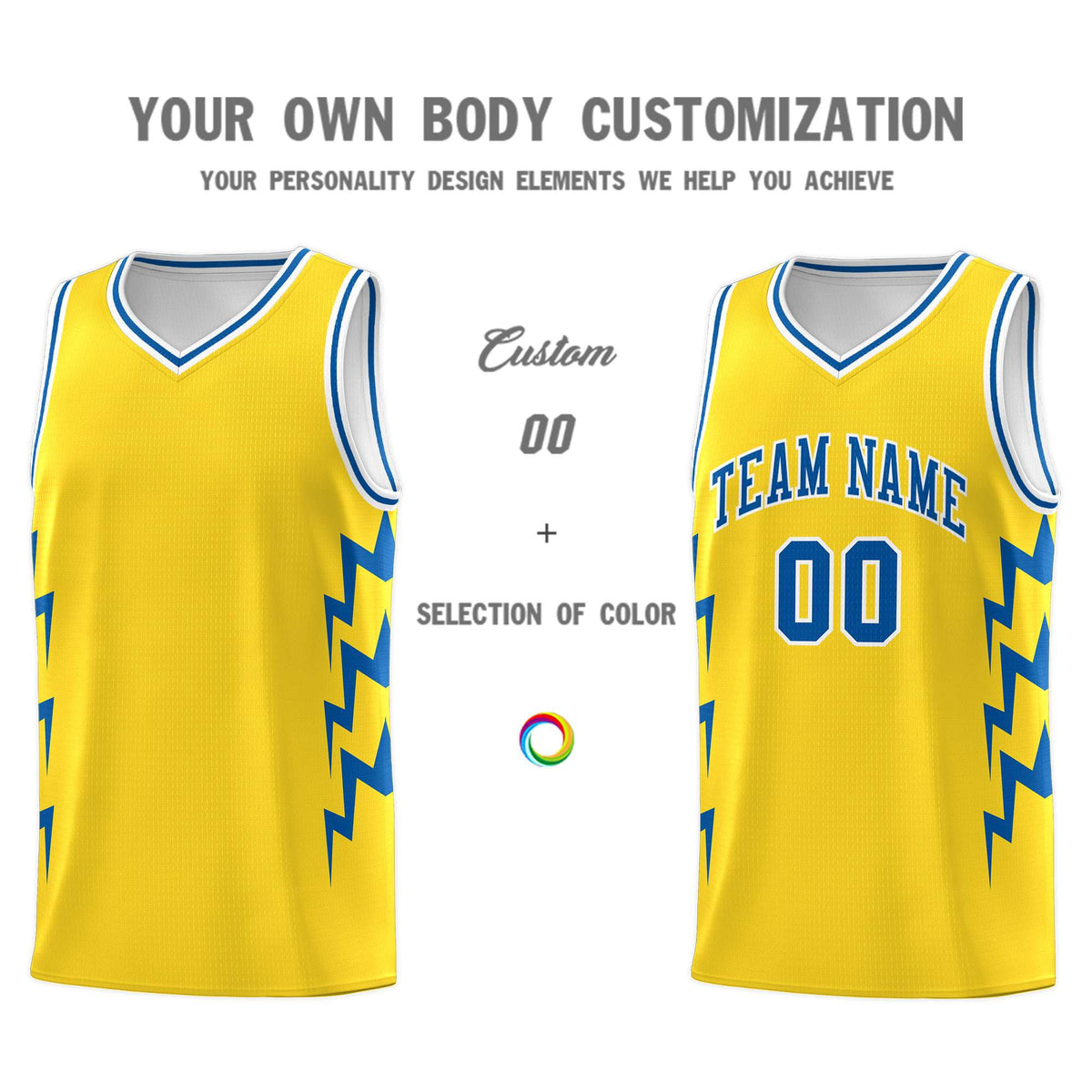 Custom Gold Side Lightning Pattern Sports Uniform Basketball Jersey|KXKSHOP