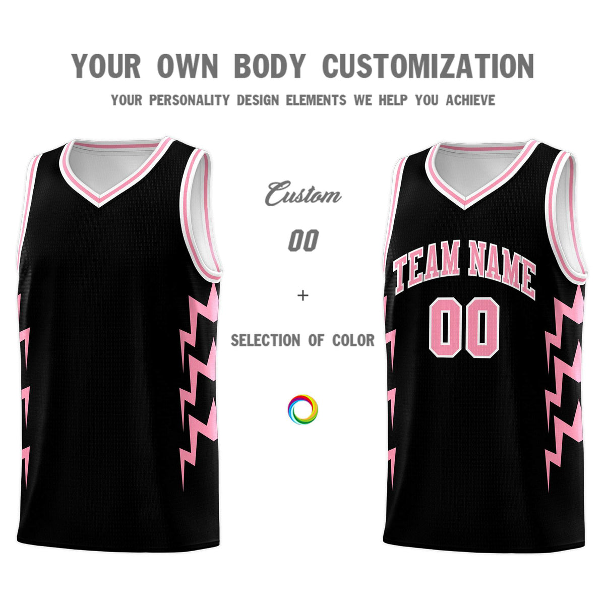 Custom Black Side Lightning Pattern Sports Uniform Basketball Jersey|KXKSHOP