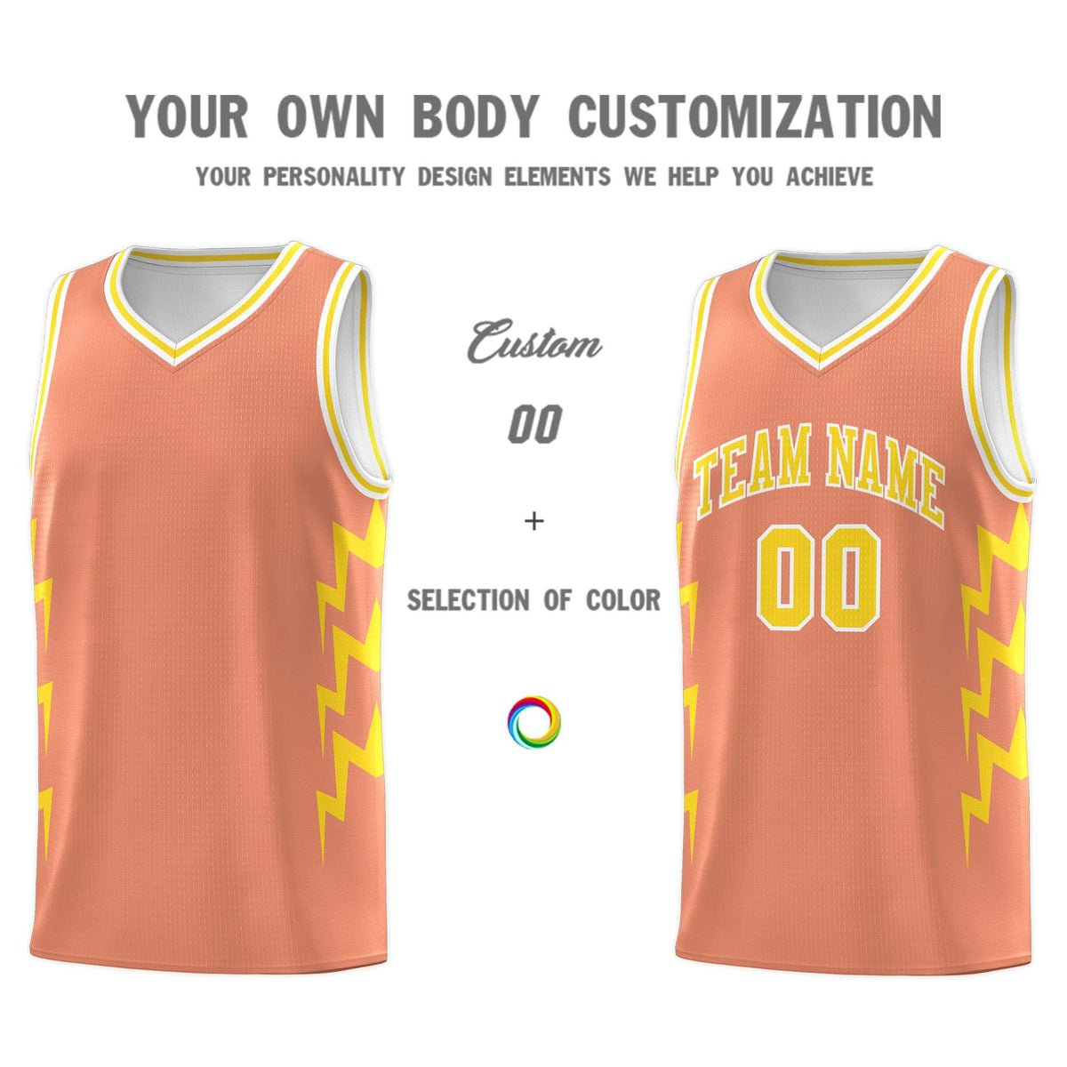 Custom Orange Side Lightning Pattern Sports Uniform Basketball Jersey|KXKSHOP