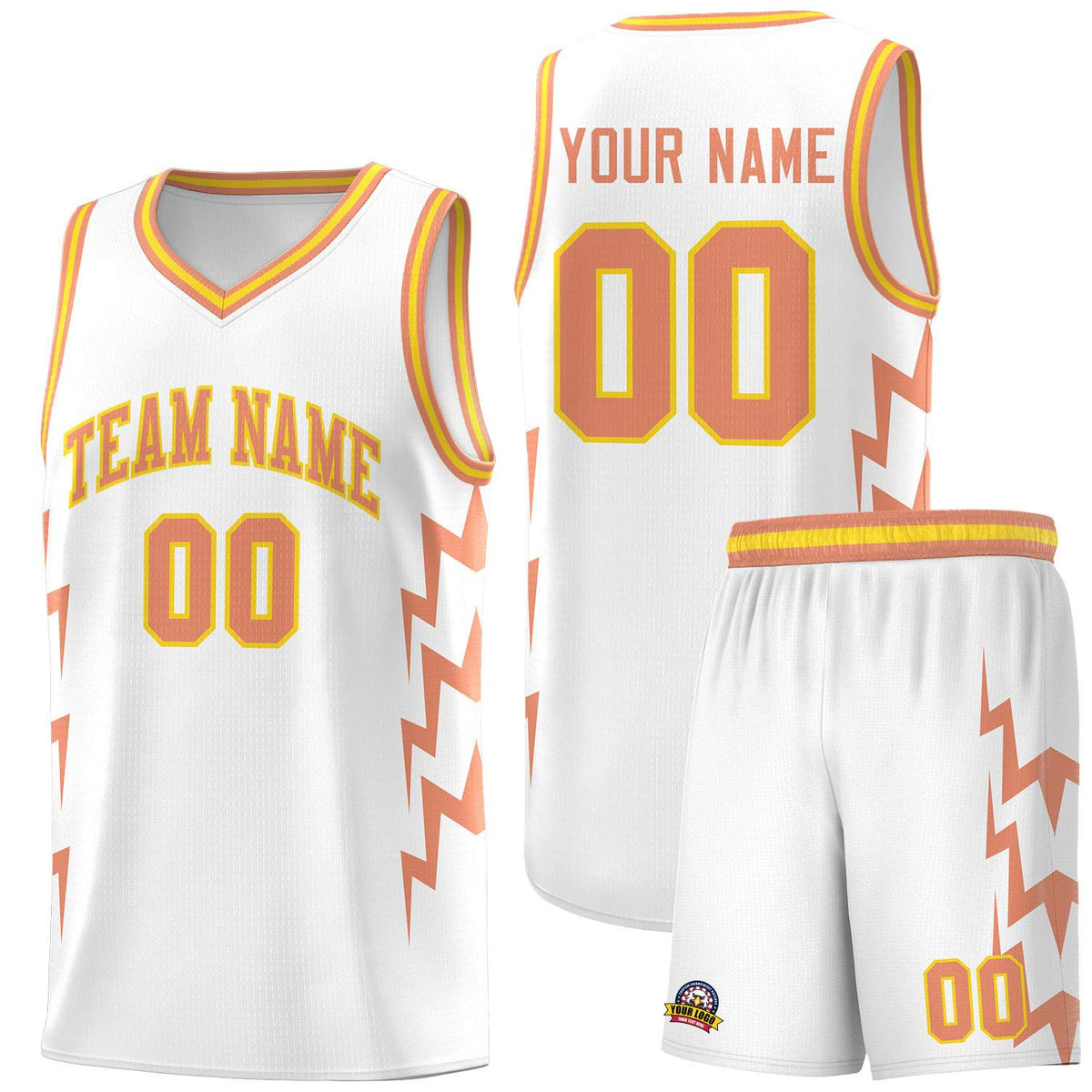 Custom White Side Lightning Pattern Sports Uniform Basketball Jersey|KXKSHOP