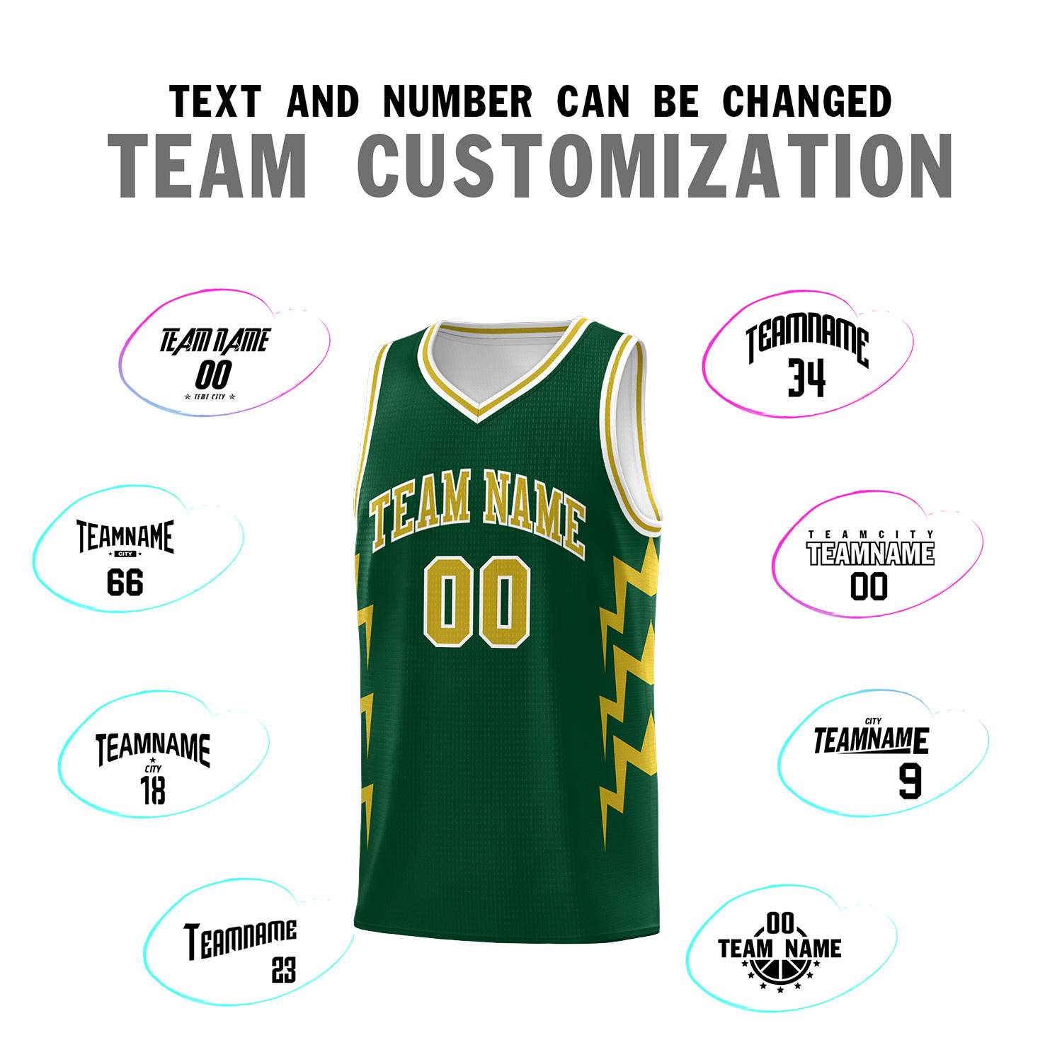 Custom Hunter Green Side Lightning Pattern Sports Uniform Basketball Jersey|KXKSHOP