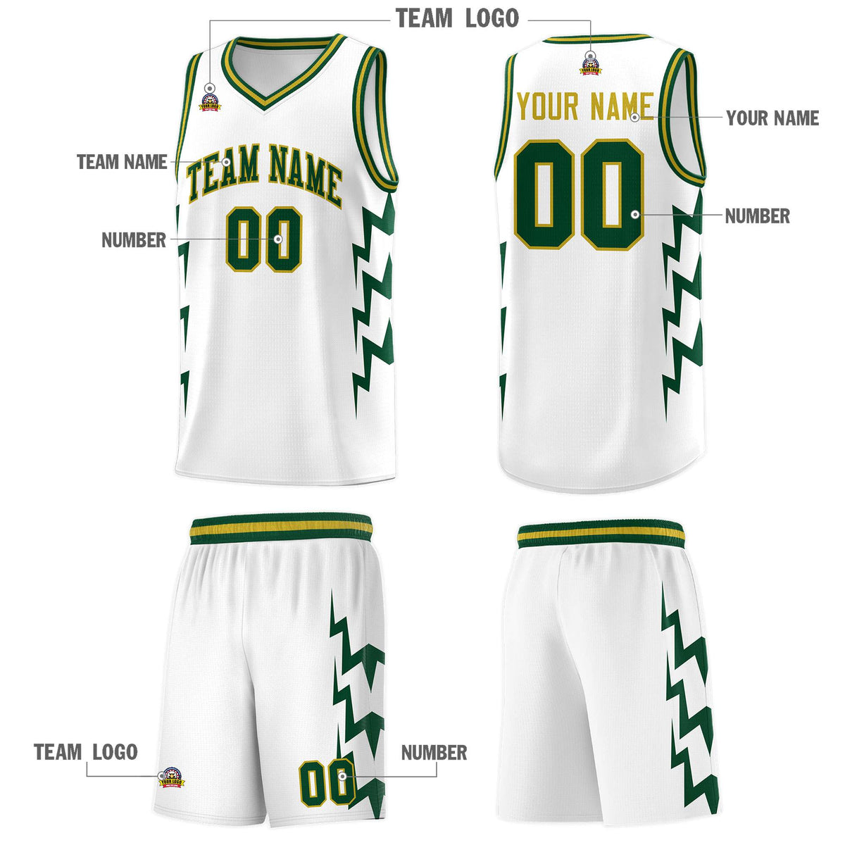 Custom White Side Lightning Pattern Sports Uniform Basketball Jersey|KXKSHOP