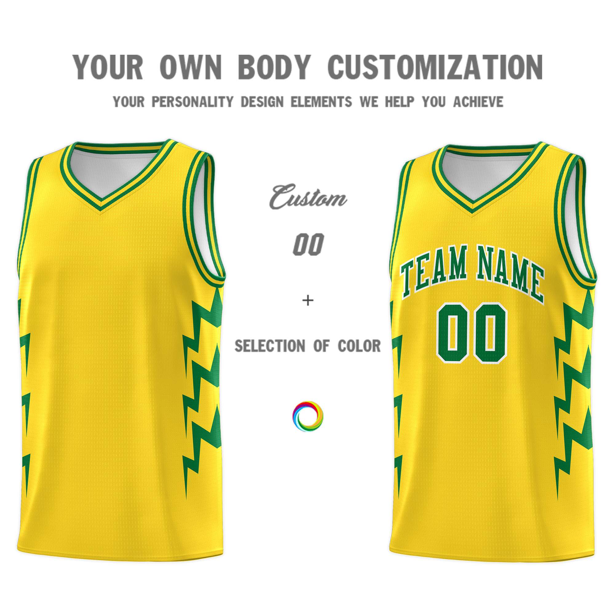 Custom Gold Side Lightning Pattern Sports Uniform Basketball Jersey|KXKSHOP
