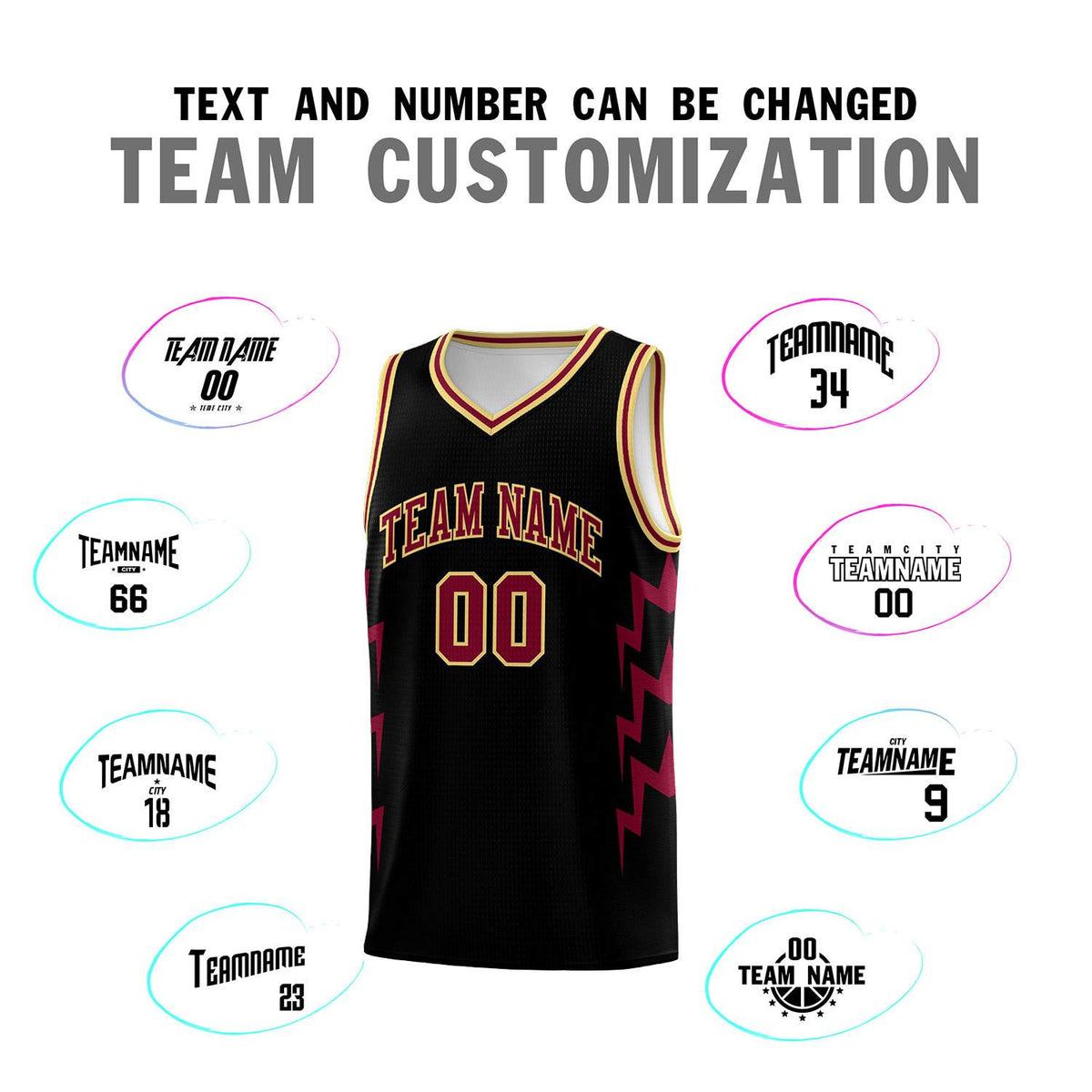 Custom Black Side Lightning Pattern Sports Uniform Basketball Jersey|KXKSHOP