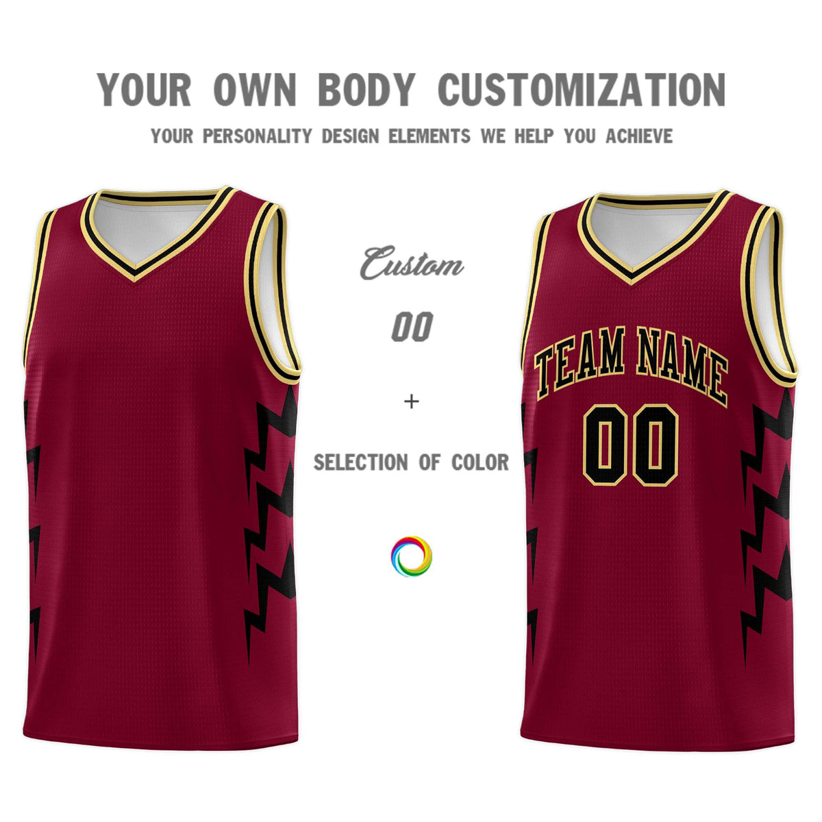 Custom Crimson Side Lightning Pattern Sports Uniform Basketball Jersey|KXKSHOP