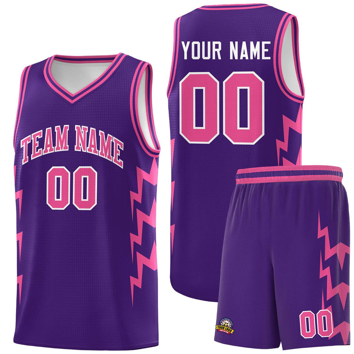 Custom Purple Side Lightning Pattern Sports Uniform Basketball Jersey|KXKSHOP