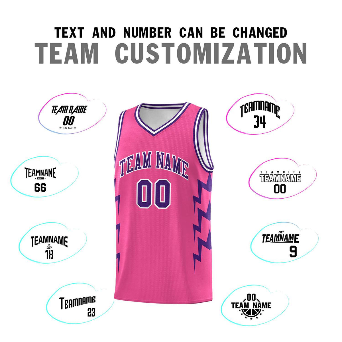 Custom Pink Side Lightning Pattern Sports Uniform Basketball Jersey|KXKSHOP