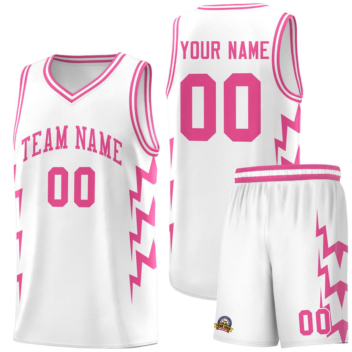 Custom White Side Lightning Pattern Sports Uniform Basketball Jersey|KXKSHOP