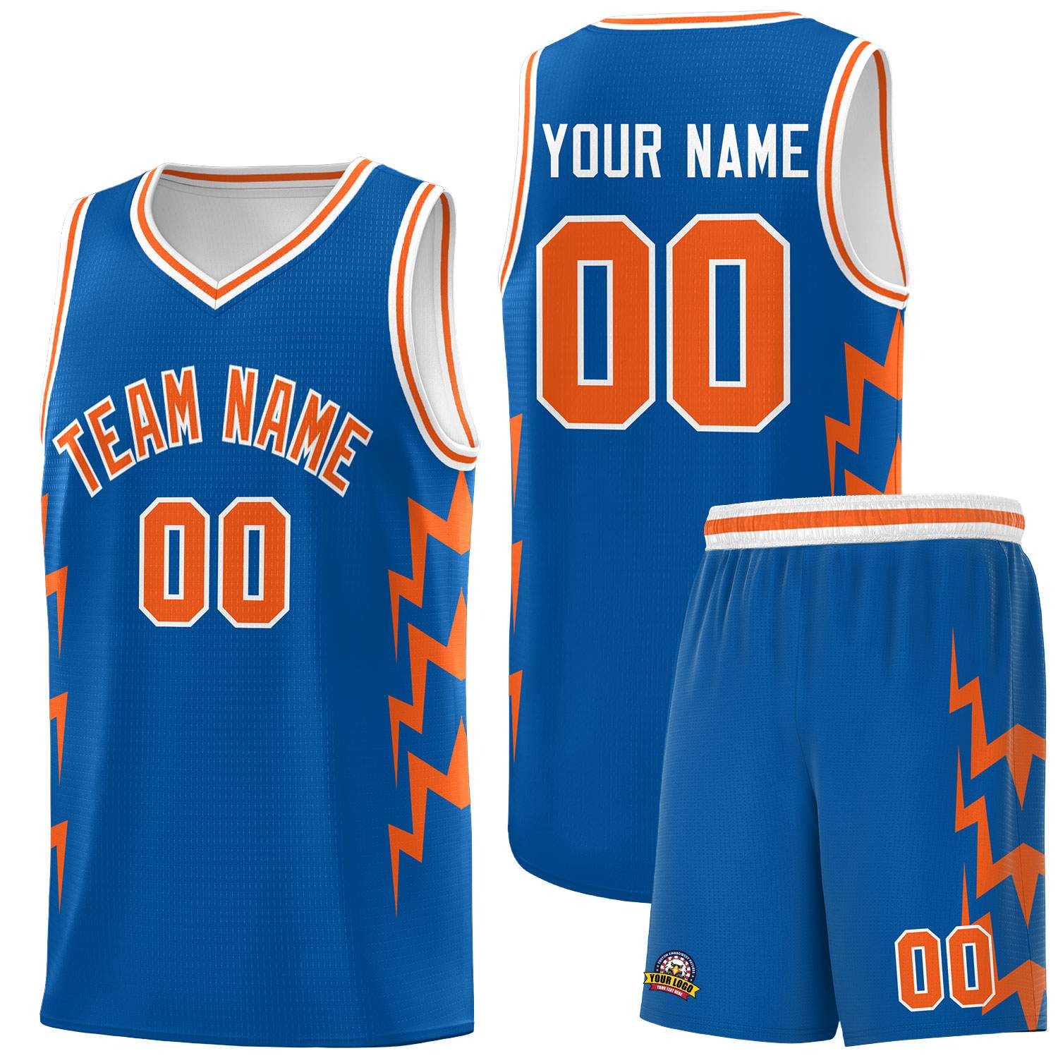 Custom Royal Side Lightning Pattern Sports Uniform Basketball Jersey|KXKSHOP