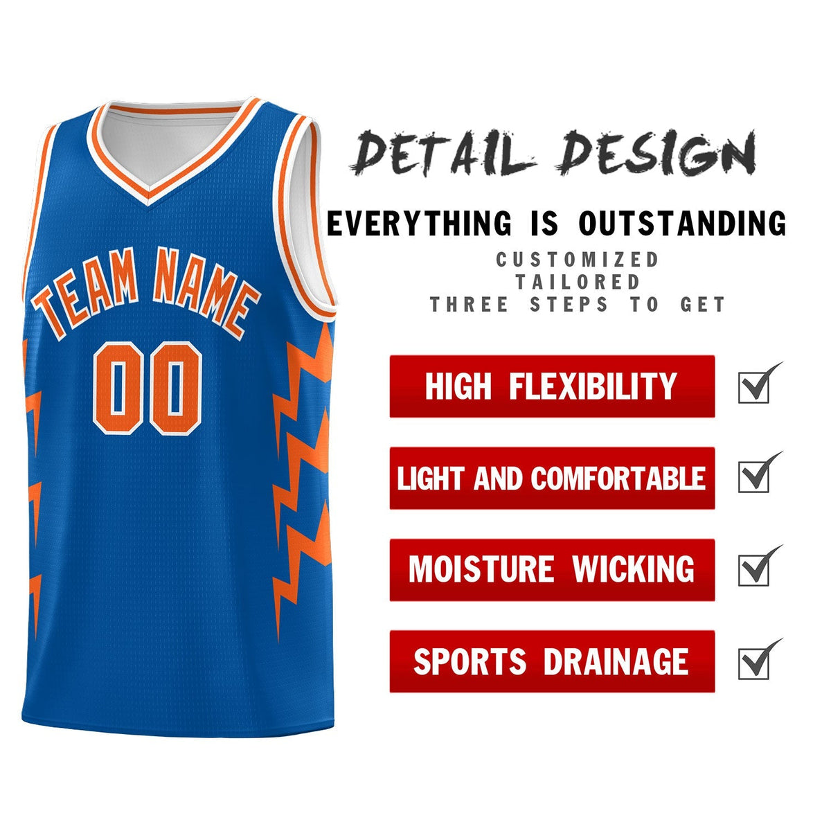 Custom Royal Side Lightning Pattern Sports Uniform Basketball Jersey|KXKSHOP