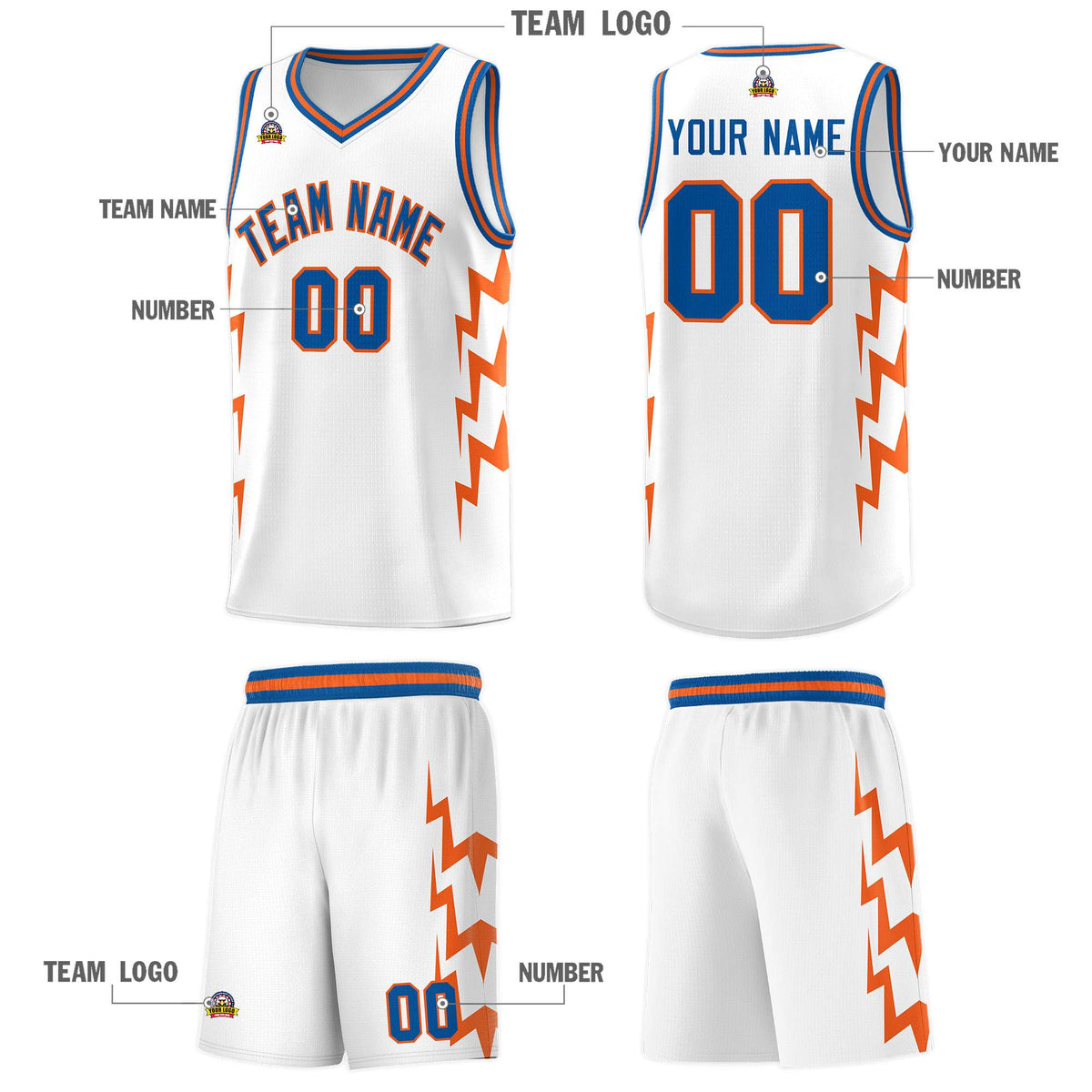 Custom White Side Lightning Pattern Sports Uniform Basketball Jersey|KXKSHOP