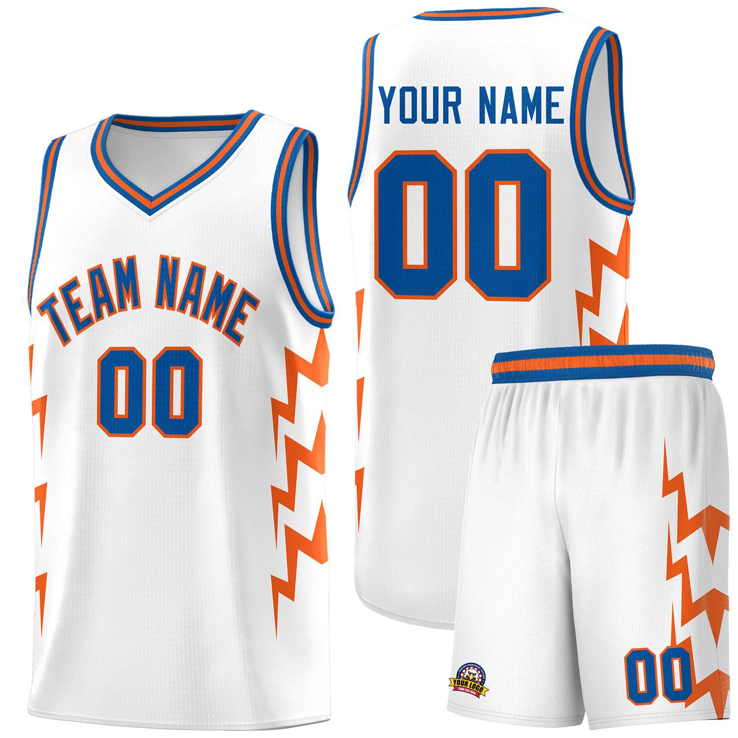 Custom White Side Lightning Pattern Sports Uniform Basketball Jersey|KXKSHOP