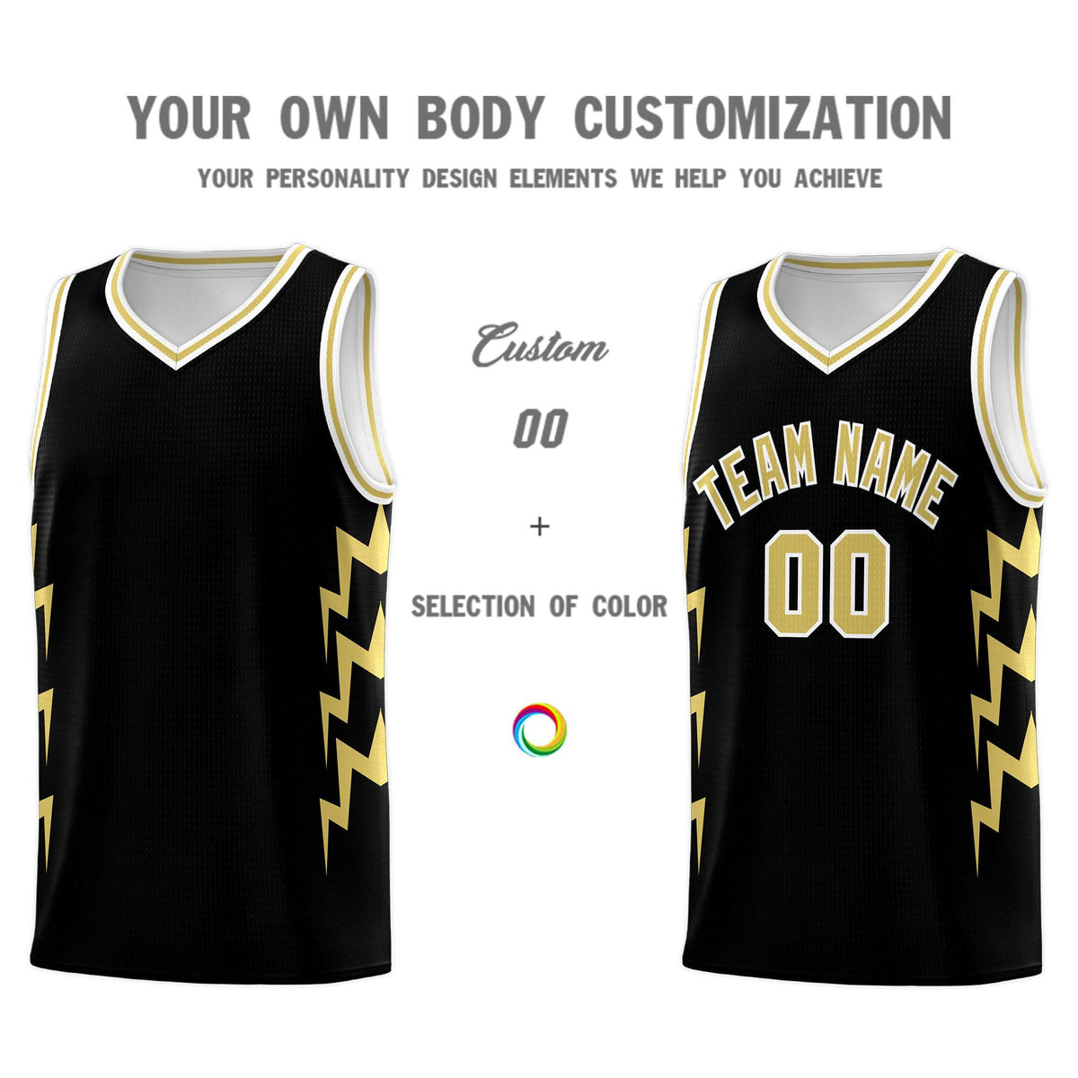 Custom Black Side Lightning Pattern Sports Uniform Basketball Jersey|KXKSHOP