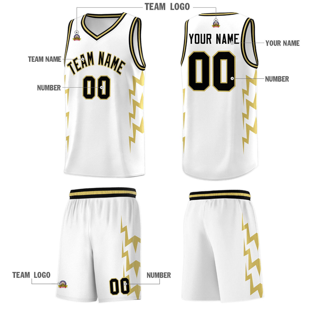 Custom White Side Lightning Pattern Sports Uniform Basketball Jersey|KXKSHOP