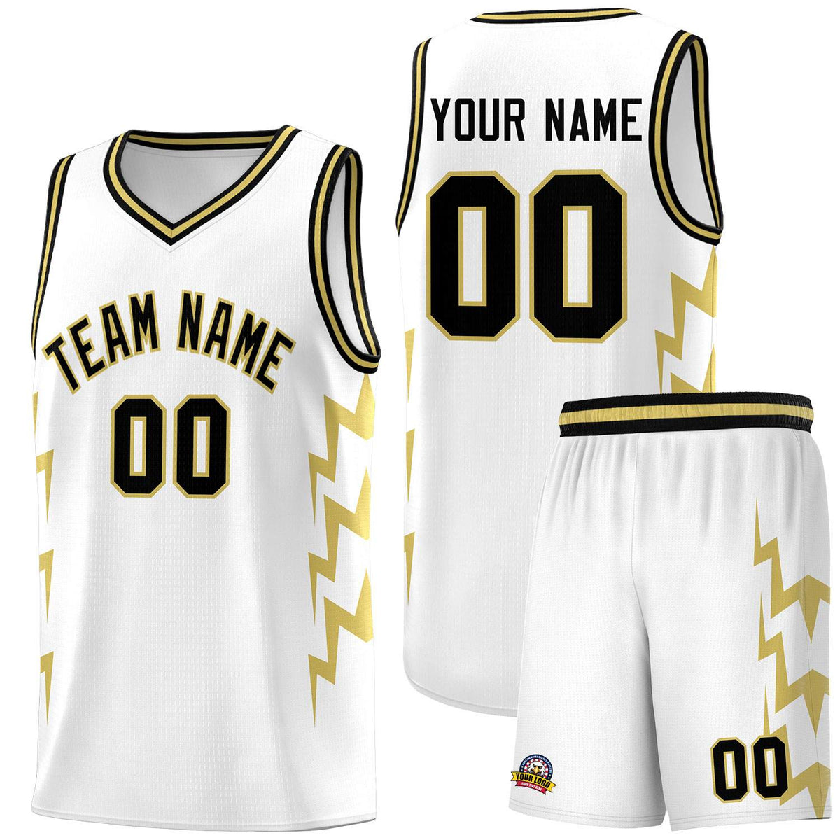 Custom White Side Lightning Pattern Sports Uniform Basketball Jersey|KXKSHOP