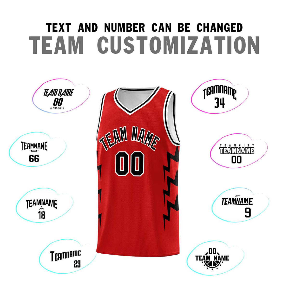 Custom Red Side Lightning Pattern Sports Uniform Basketball Jersey|KXKSHOP