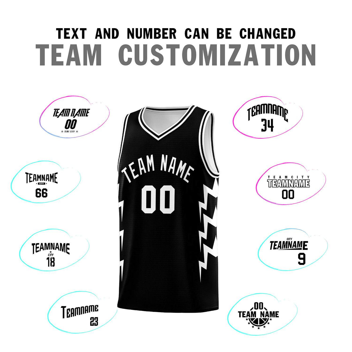 Custom Black Side Lightning Pattern Sports Uniform Basketball Jersey|KXKSHOP