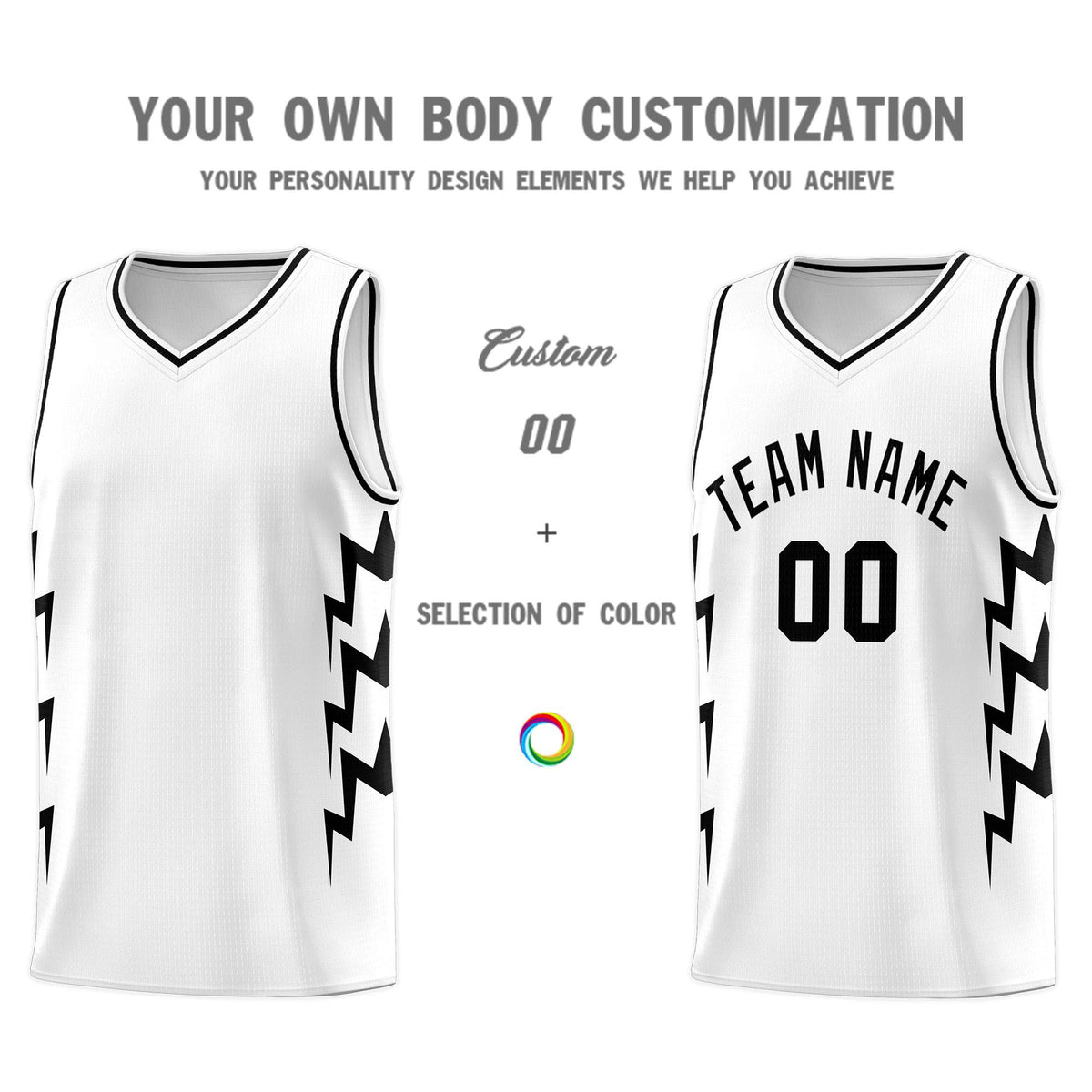 Custom White Side Lightning Pattern Sports Uniform Basketball Jersey|KXKSHOP