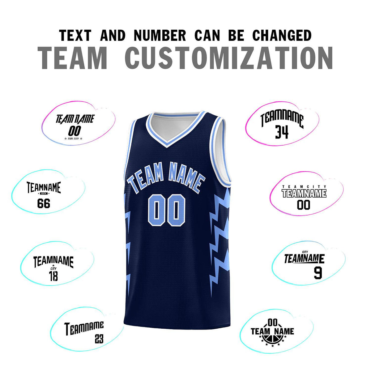 Custom Navy Side Lightning Pattern Sports Uniform Basketball Jersey|KXKSHOP
