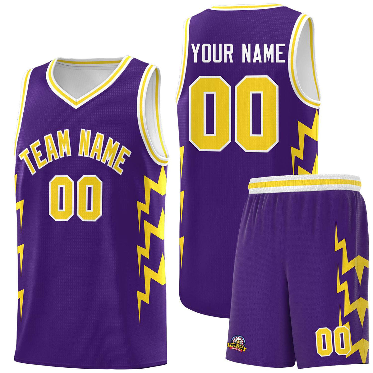 Custom Purple Side Lightning Pattern Sports Uniform Basketball Jersey|KXKSHOP