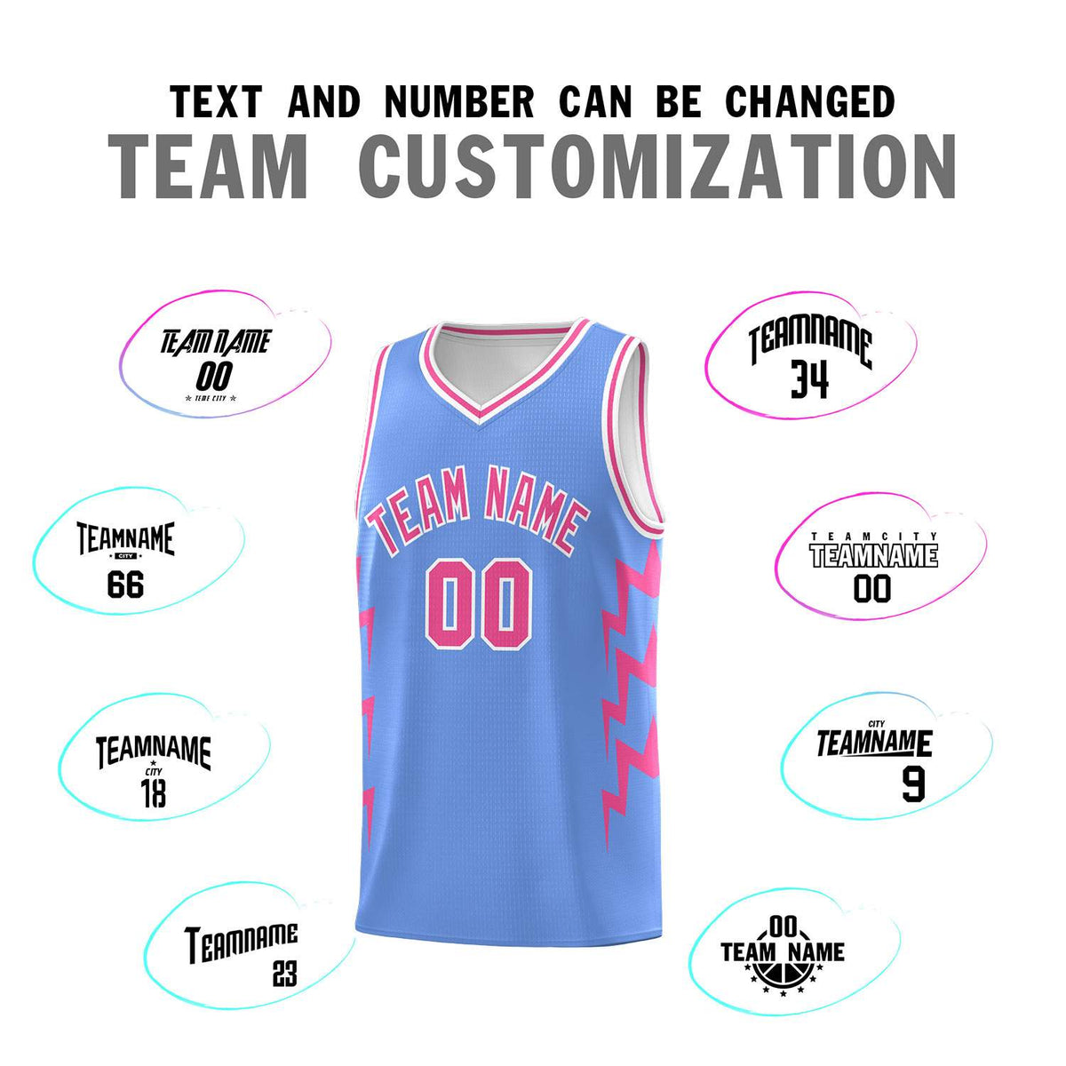 Custom Light Blue Side Lightning Pattern Sports Uniform Basketball Jersey|KXKSHOP