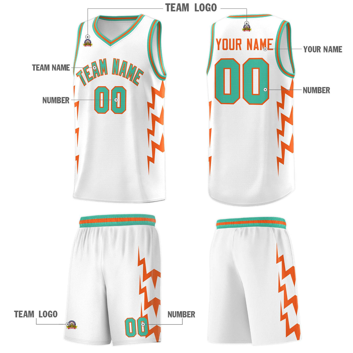 Custom White Side Lightning Pattern Sports Uniform Basketball Jersey|KXKSHOP