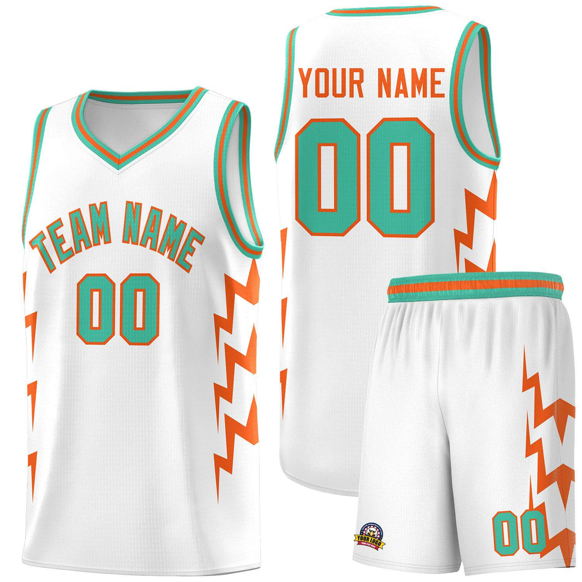 Custom White Side Lightning Pattern Sports Uniform Basketball Jersey|KXKSHOP