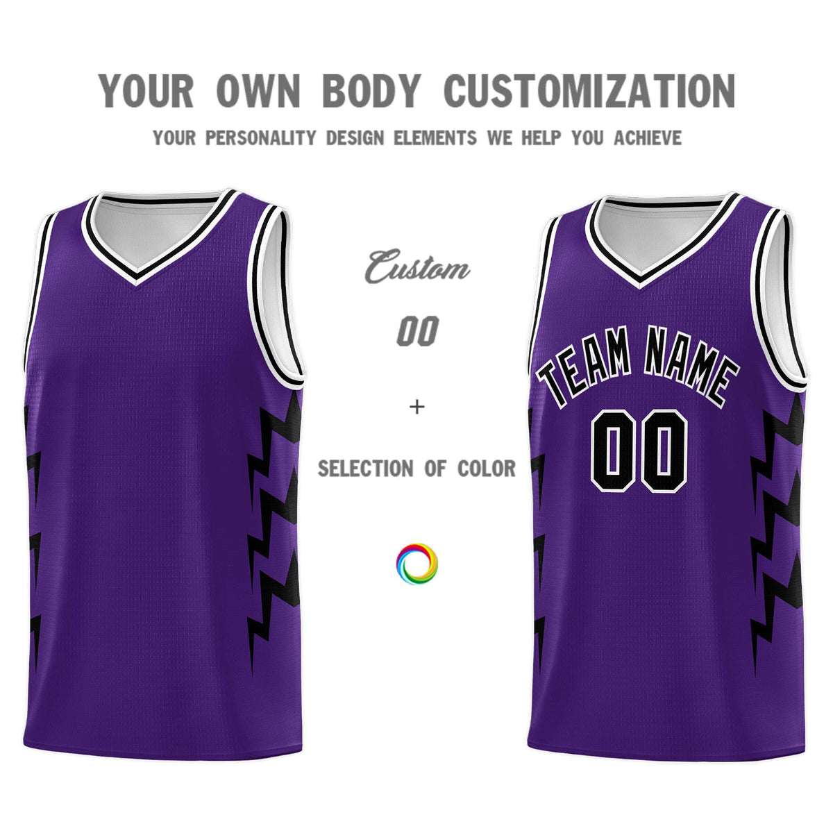 Custom Purple Side Lightning Pattern Sports Uniform Basketball Jersey|KXKSHOP