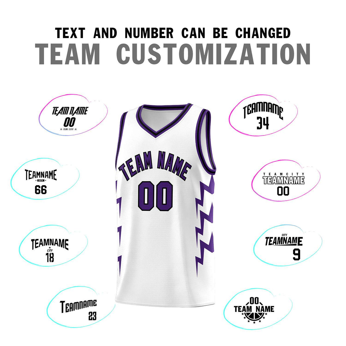 Custom White Side Lightning Pattern Sports Uniform Basketball Jersey|KXKSHOP