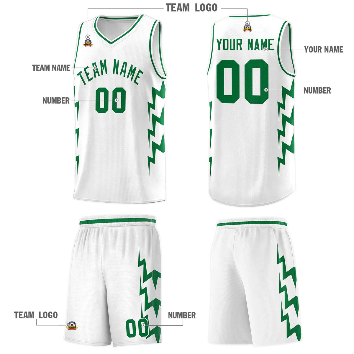 Custom White Side Lightning Pattern Sports Uniform Basketball Jersey|KXKSHOP