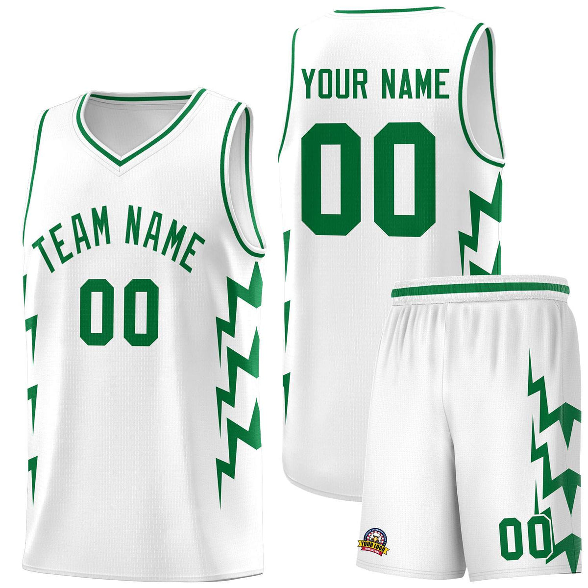 Custom White Side Lightning Pattern Sports Uniform Basketball Jersey|KXKSHOP