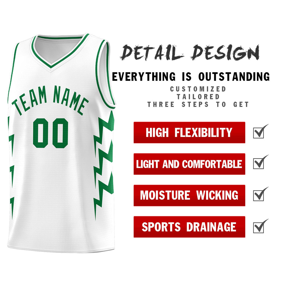 Custom White Side Lightning Pattern Sports Uniform Basketball Jersey|KXKSHOP