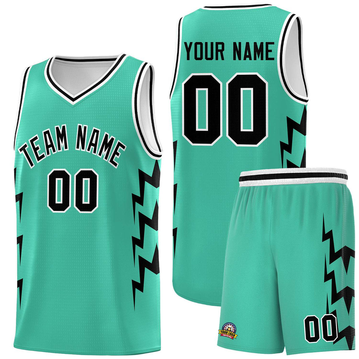 Custom Bright Green Side Lightning Pattern Sports Uniform Basketball Jersey|KXKSHOP