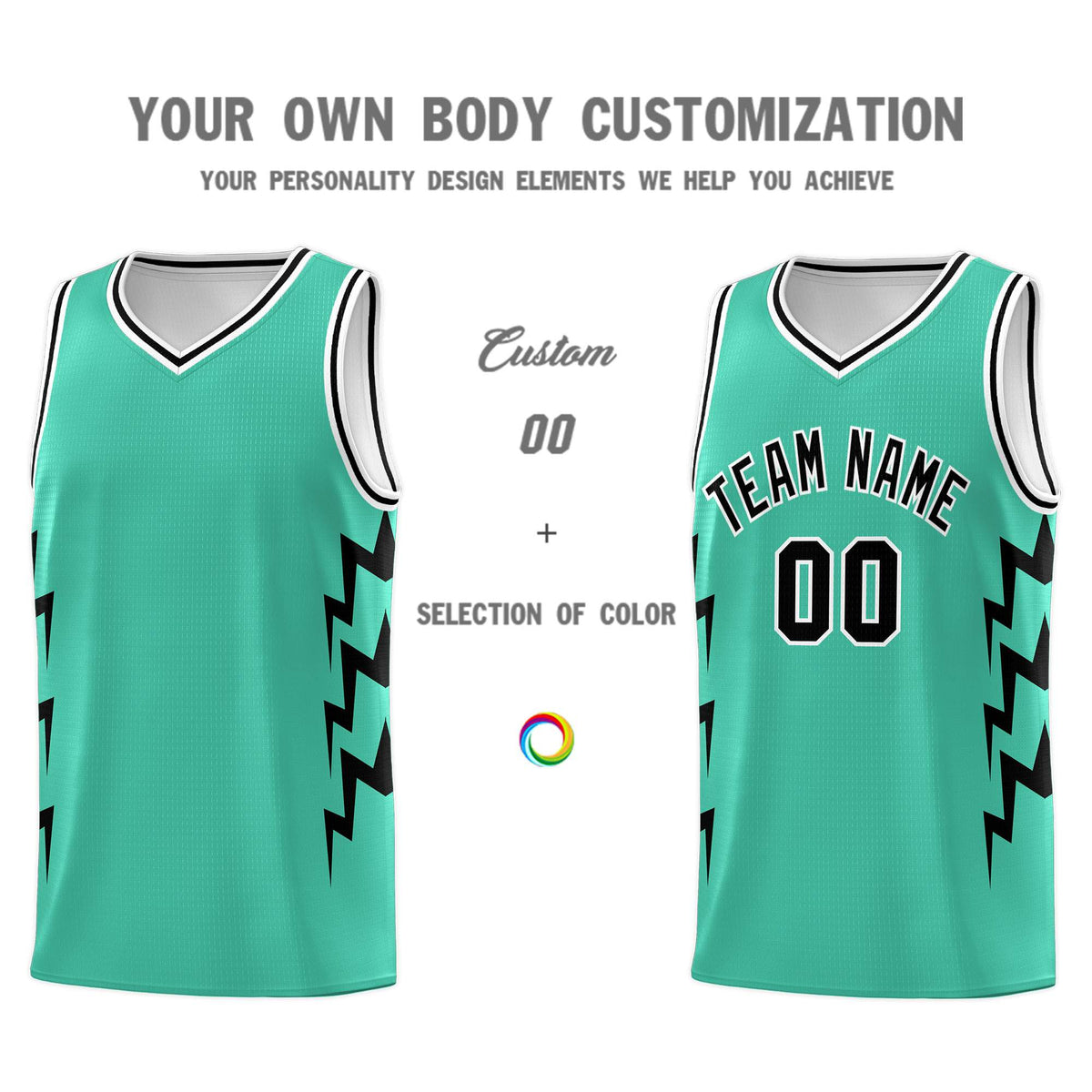 Custom Bright Green Side Lightning Pattern Sports Uniform Basketball Jersey|KXKSHOP