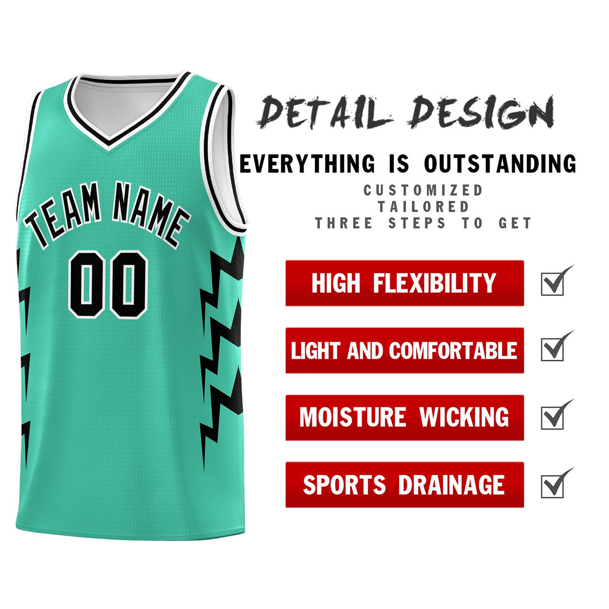 Custom Bright Green Side Lightning Pattern Sports Uniform Basketball Jersey|KXKSHOP