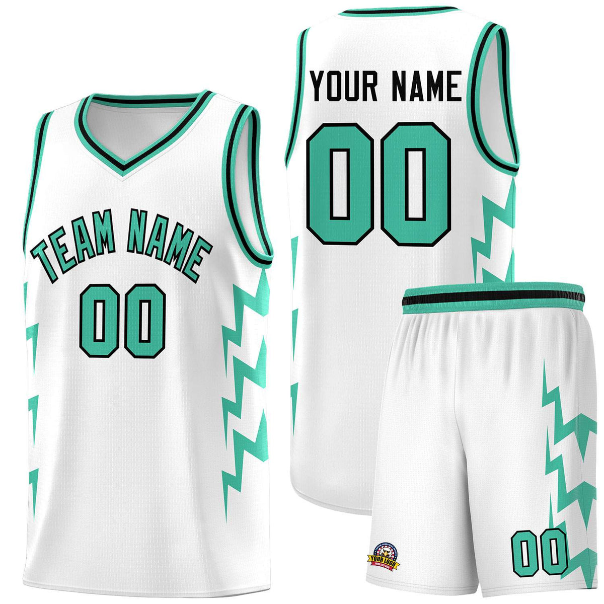 Custom White Side Lightning Pattern Sports Uniform Basketball Jersey|KXKSHOP