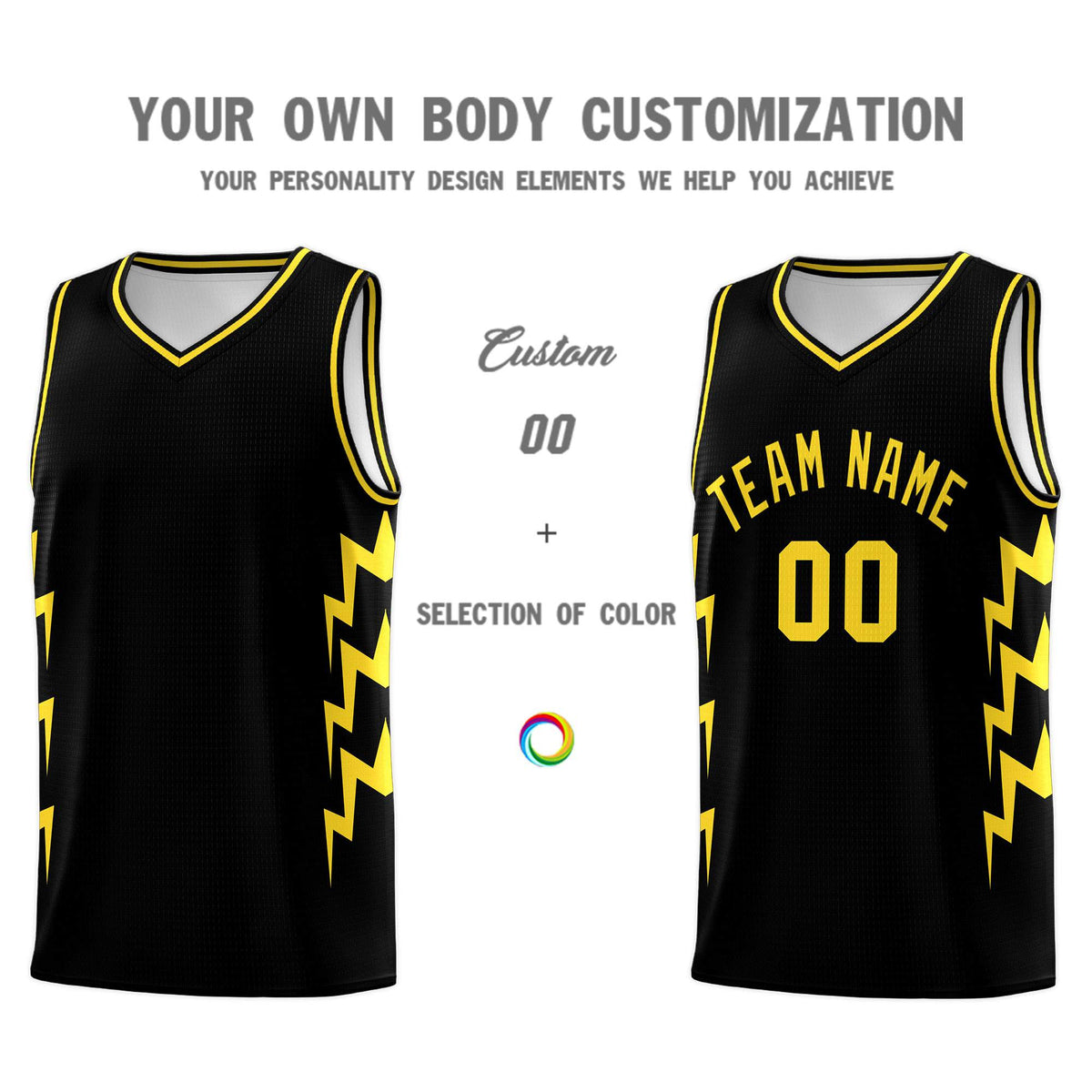 Custom Black Side Lightning Pattern Sports Uniform Basketball Jersey|KXKSHOP