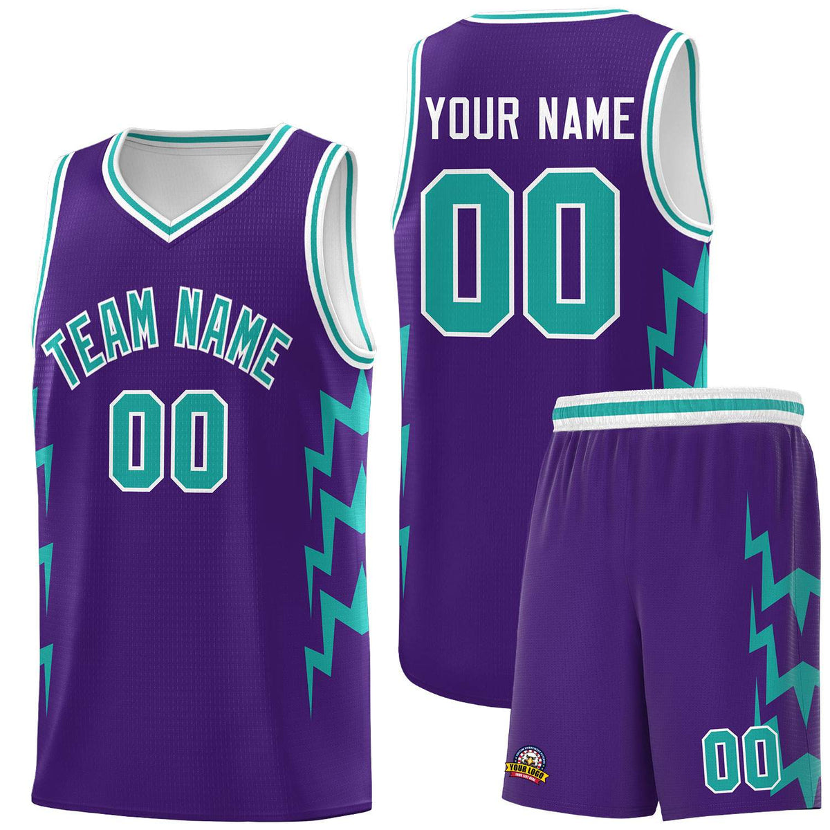 Custom Purple Side Lightning Pattern Sports Uniform Basketball Jersey|KXKSHOP