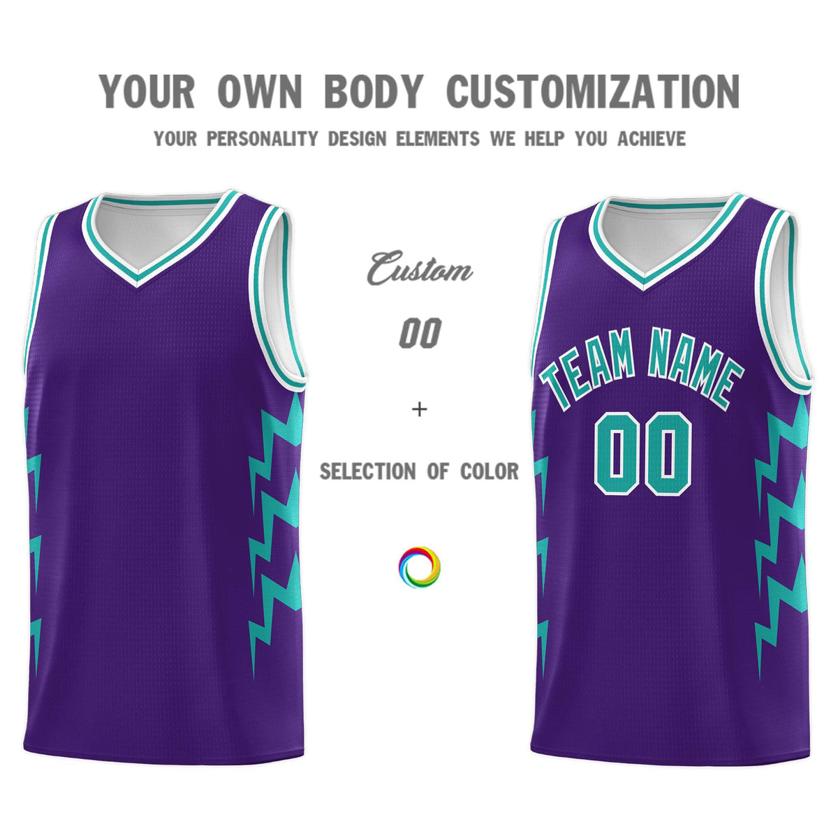 Custom Purple Side Lightning Pattern Sports Uniform Basketball Jersey|KXKSHOP