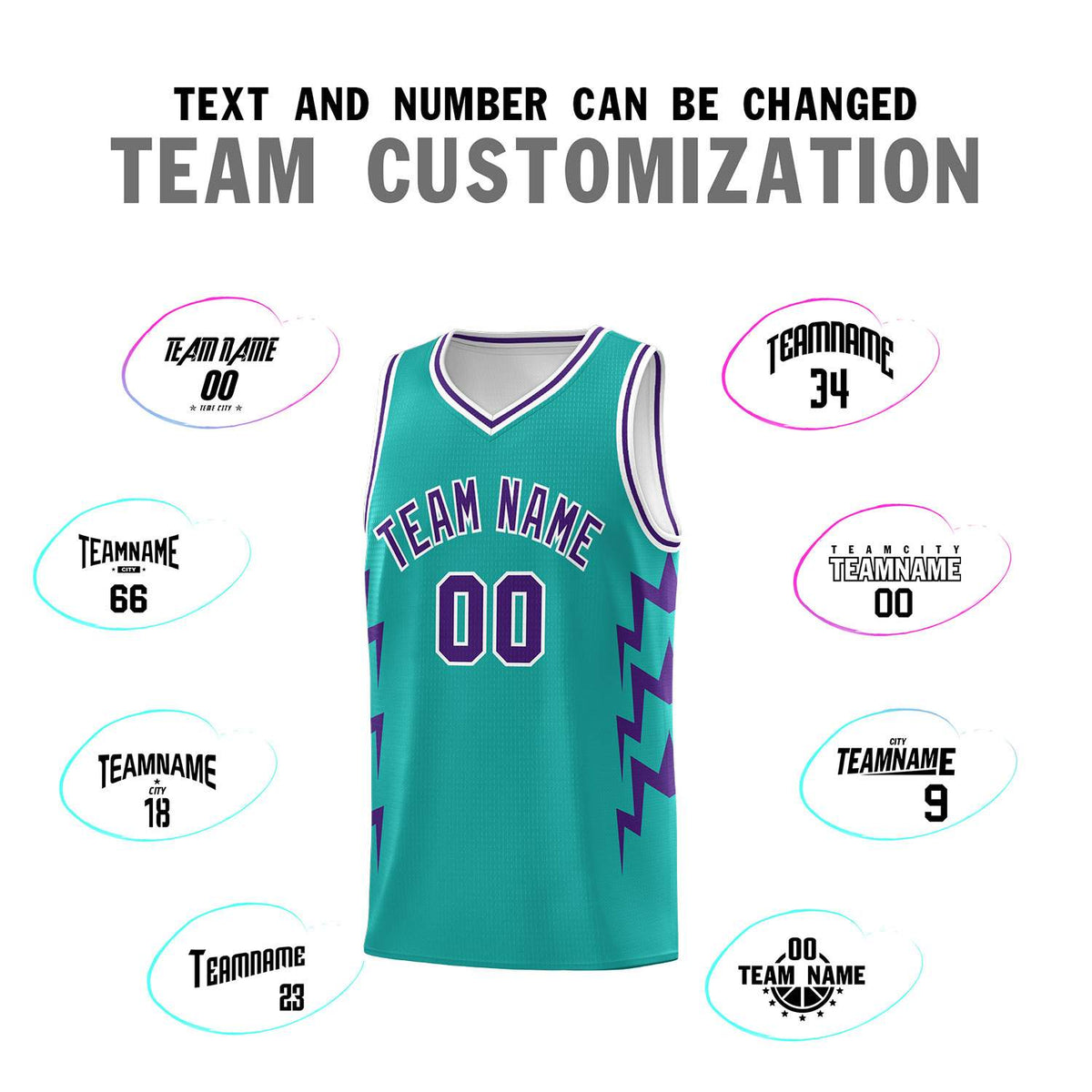 Custom Aqua Side Lightning Pattern Sports Uniform Basketball Jersey|KXKSHOP