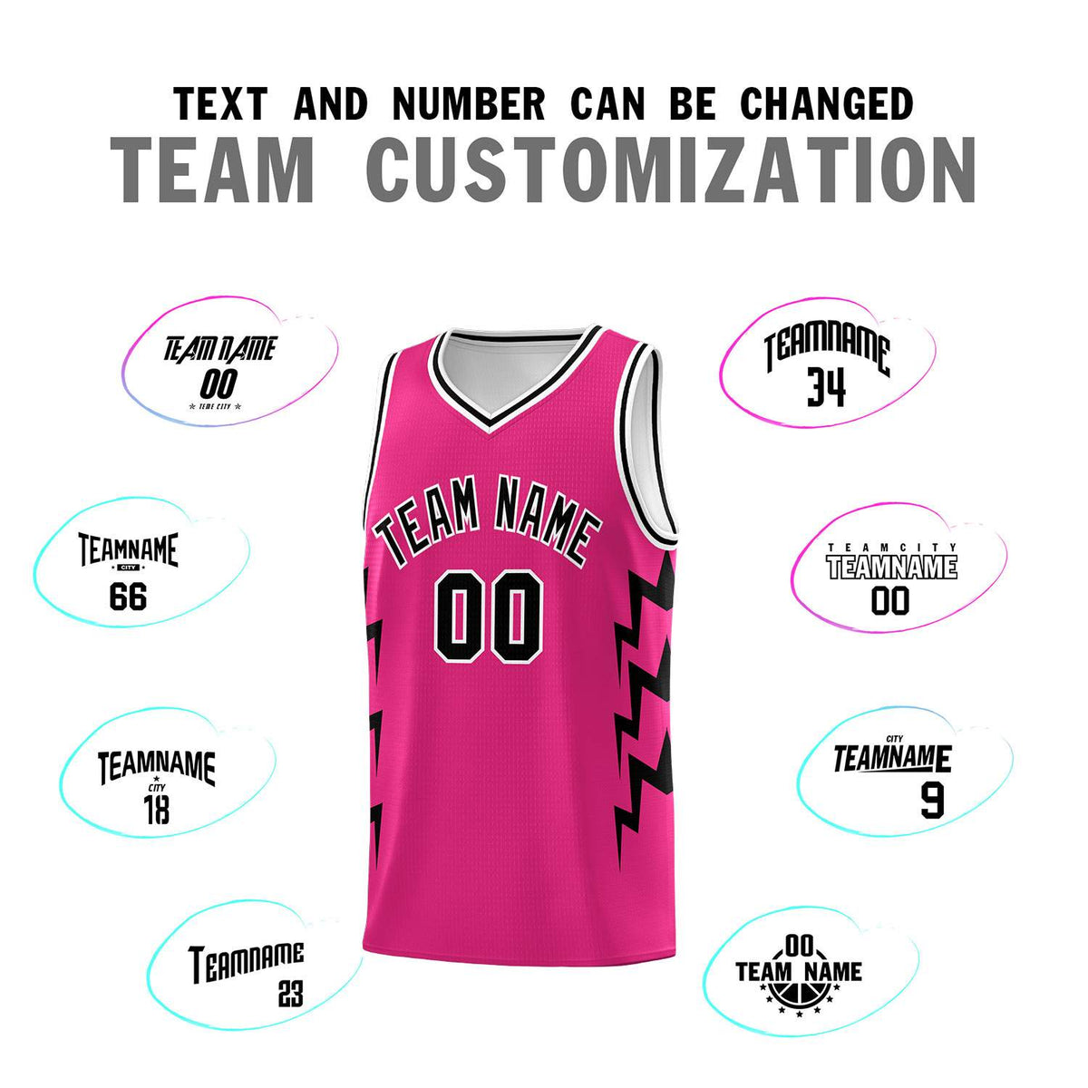 Custom Pink Side Lightning Pattern Sports Uniform Basketball Jersey|KXKSHOP